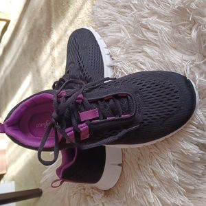 Comfortview Mesh Sneakers - Women's Size 8.5 Wide  Black/White/Purple - NWOT
